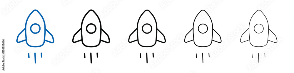 Aufkleber Rocket Spaceship Startup icon Outline vector logo for web ui