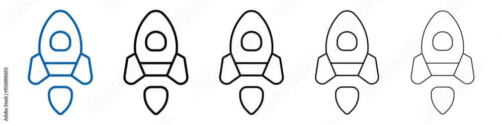 Poster rocket icon outline vector logo for web ui
