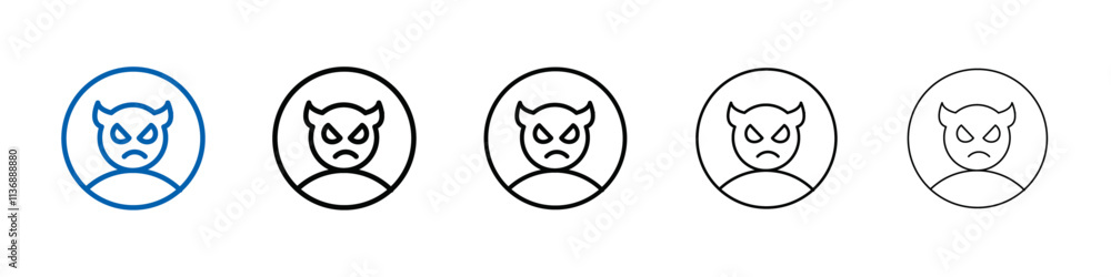 Poster satan evil icon outline vector logo for web ui