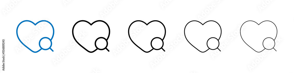 Poster search heart icon outline vector logo for web ui