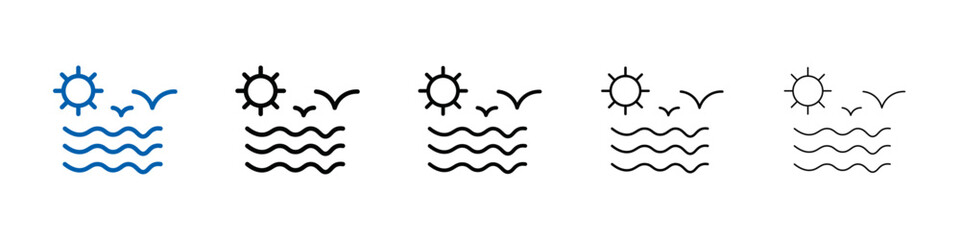 Sea with seagull icon Outline vector logo for web ui