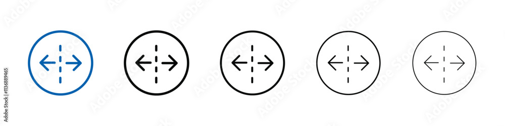 Poster Separating arrow in two part icon Outline vector logo for web ui