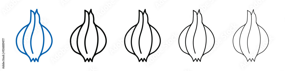 Poster shallots icon outline vector logo for web ui