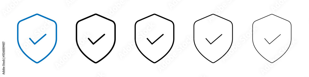 Poster Shield check icon Outline vector logo for web ui