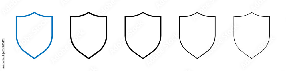 Poster Shield icon Outline vector logo for web ui