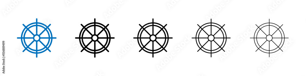 Poster ship wheel icon outline vector logo for web ui