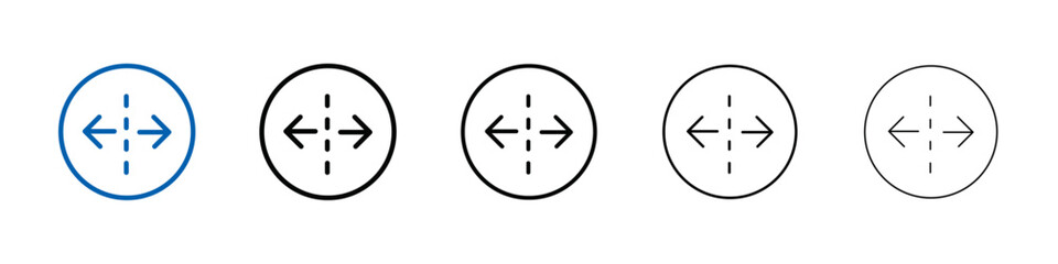 Separating arrow in two part icon Outline vector logo for web ui