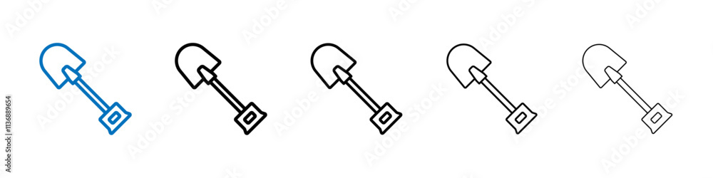 Poster shovel icon outline vector logo for web ui