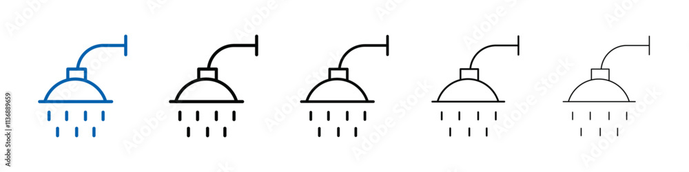 Aufkleber shower head icon outline vector logo for web ui
