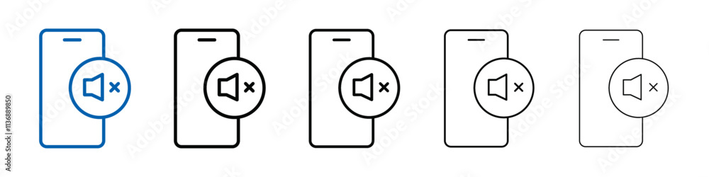 Poster silent phone icon outline vector logo for web ui