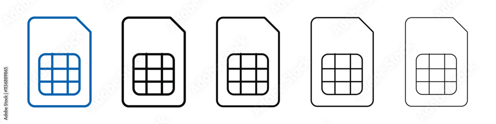 Aufkleber sim card icon outline vector logo for web ui