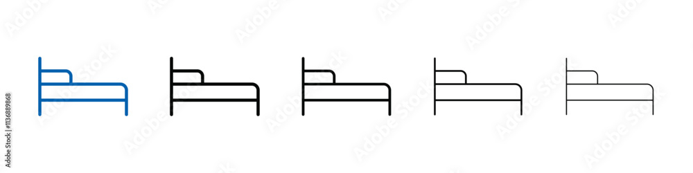 Poster single bed icon outline vector logo for web ui