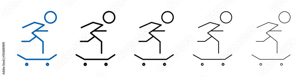 Poster skateboarding icon outline vector logo for web ui