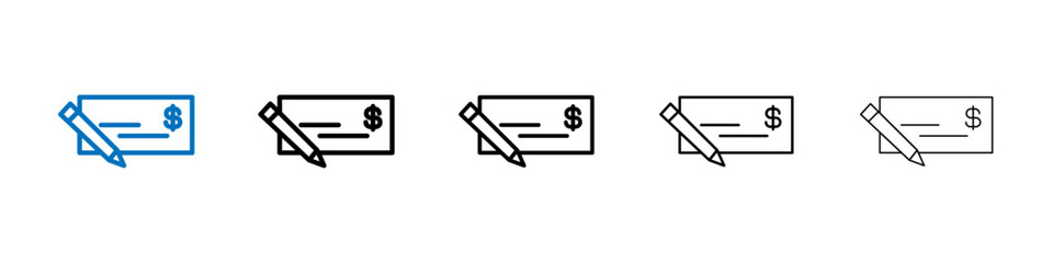 Signing cheque icon Outline vector logo for web ui