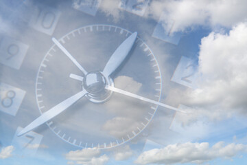 Clock in sky. New Year. Time passing