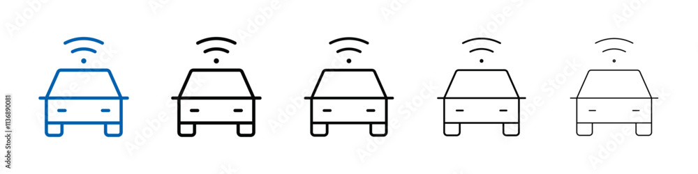 Poster smart car icon outline vector logo for web ui