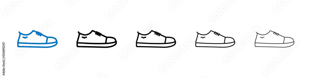 Poster sneaker icon outline vector logo for web ui