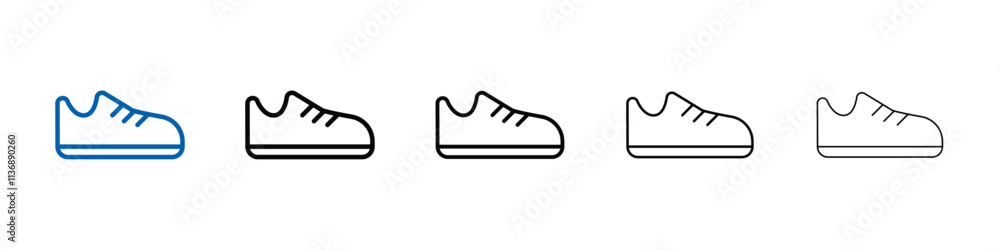 Aufkleber sneaker shoe icon outline vector logo for web ui
