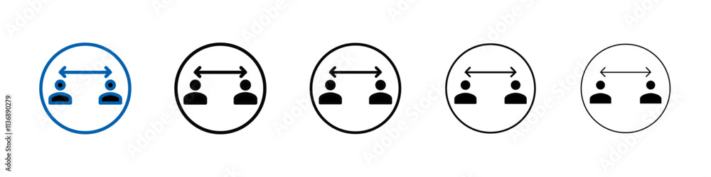 Aufkleber social distancing icon outline vector logo for web ui