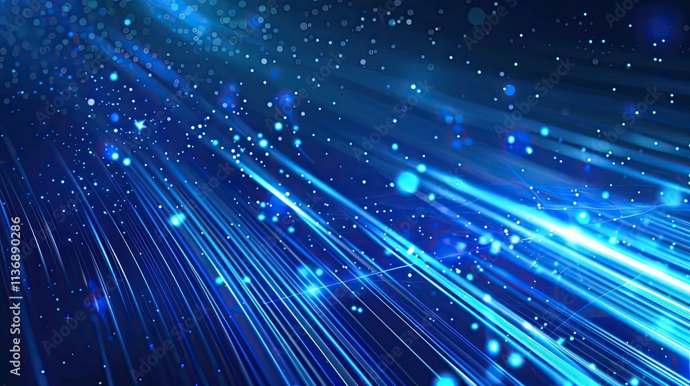 Aufkleber a vibrant abstract background with glowing blue lines and particles creating a dynamic effect.
