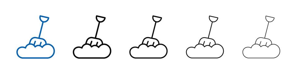 Snow and shovel icon Outline vector logo for web ui