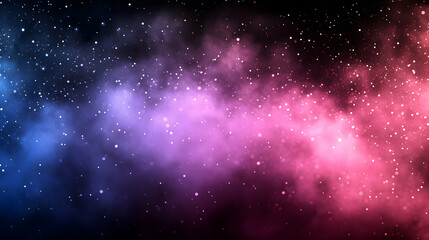 Obraz premium Cosmic Nebula, Pink and Blue Abstract Space Background with Glittering Stars