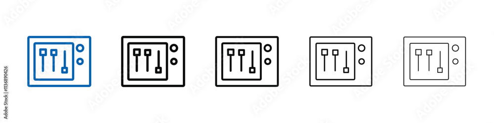 Poster sound mixer icon outline vector logo for web ui
