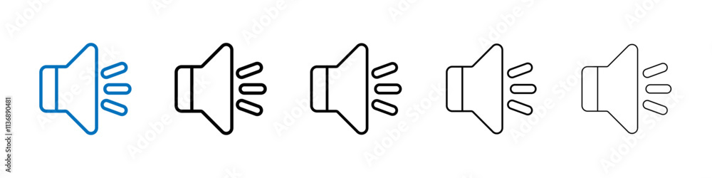 Poster speaker icon outline vector logo for web ui