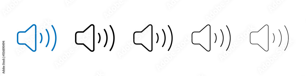 Poster speaker icon outline vector logo for web ui