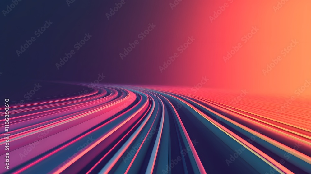 Poster abstract colorful lines converging towards light