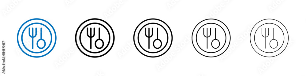 Aufkleber spoon and fork icon outline vector logo for web ui