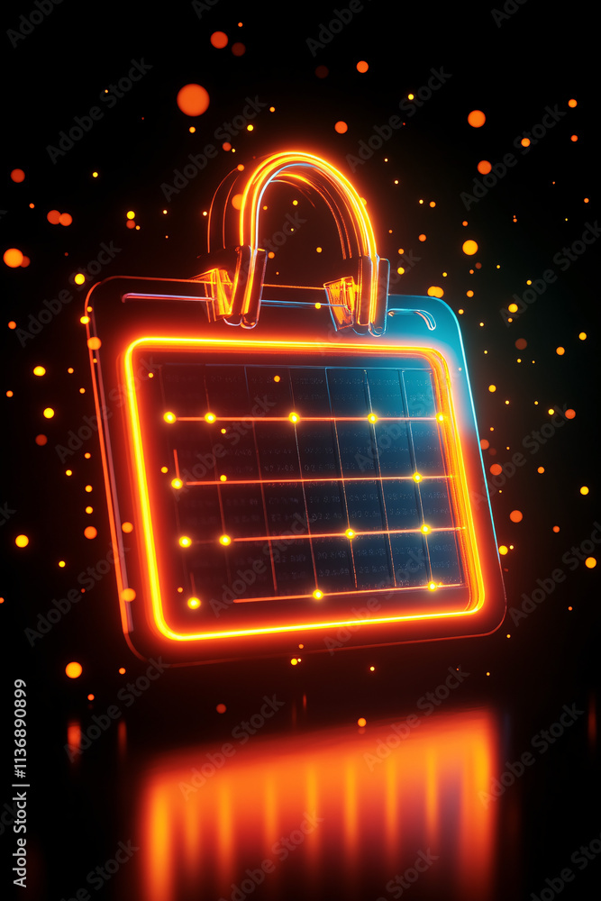 Poster a glowing calendar icon with interactive scheduling data, representing online event planning tools, 