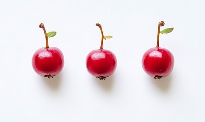 Three Red Berries Arranged in a Row