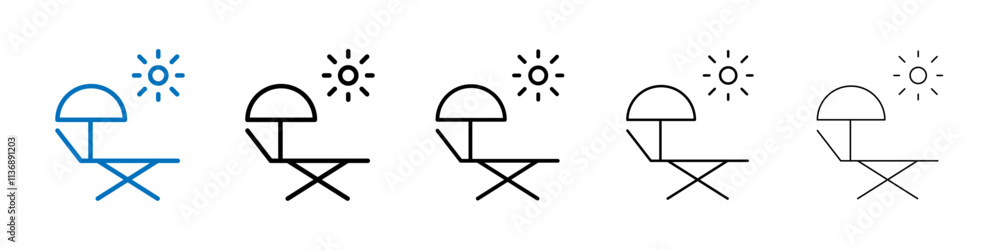 Poster sun bed icon outline vector logo for web ui
