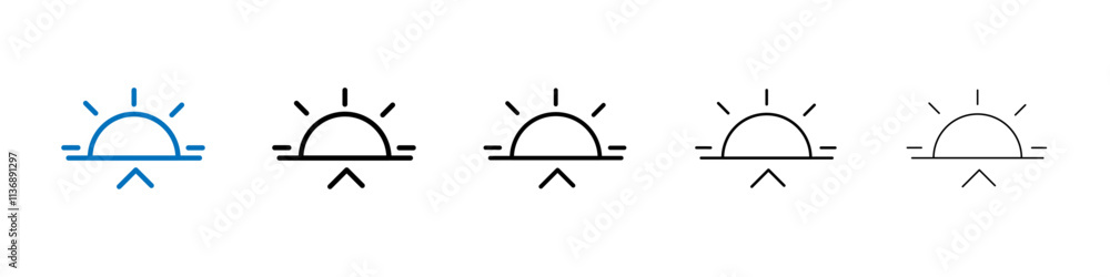 Poster sunrise icon outline vector logo for web ui