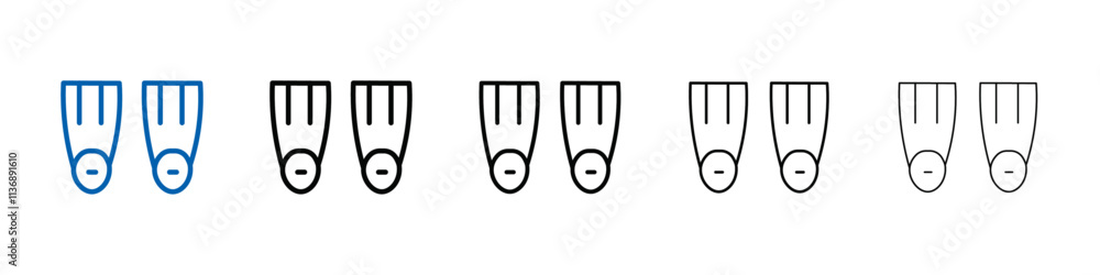 Poster swimming flippers icon outline vector logo for web ui