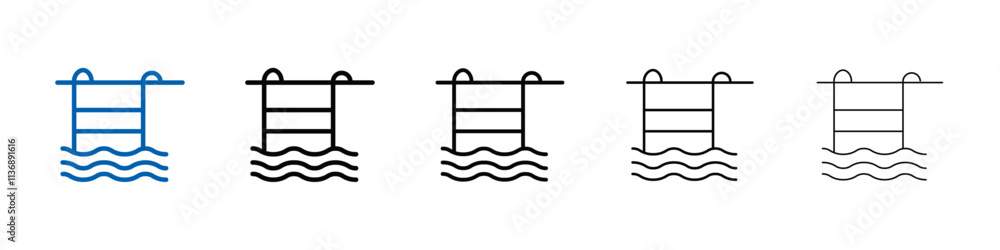 Poster swimming pool icon outline vector logo for web ui