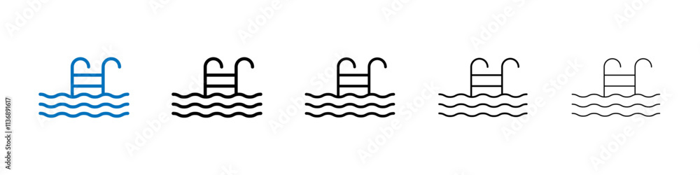 Poster swimming pool icon outline vector logo for web ui