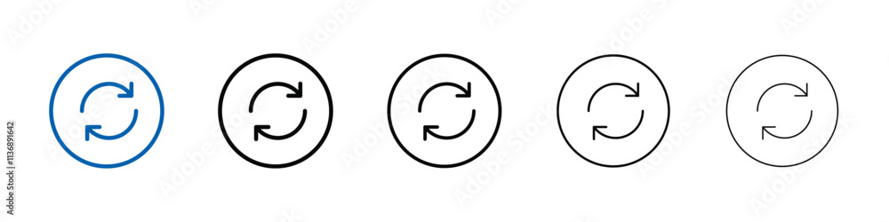 Fototapete synchronization icon outline vector logo for web ui