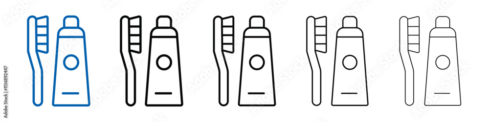 Poster tooth brush icon outline vector logo for web ui