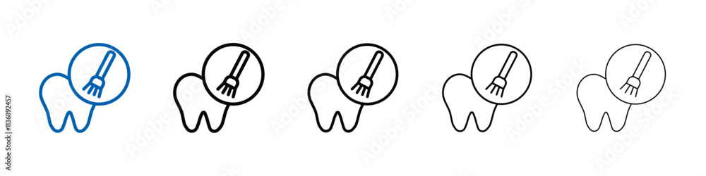 Poster tooth polish icon outline vector logo for web ui