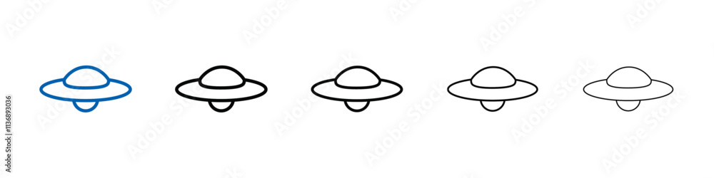 Poster ufo flying icon outline vector logo for web ui