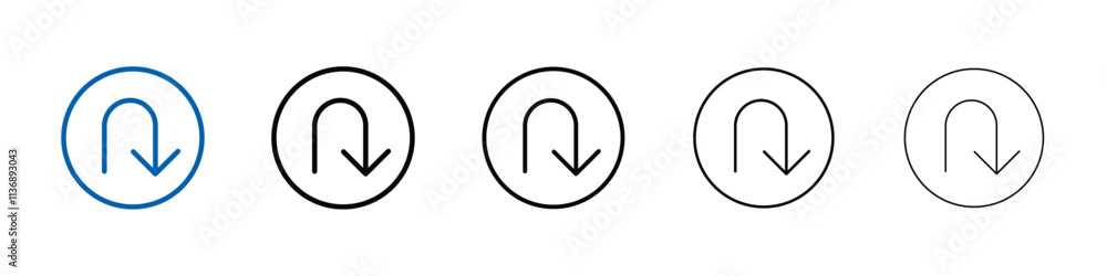 Poster u turn arrow icon Outline vector logo for web ui