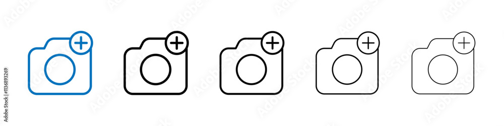 Poster upload photo icon outline vector logo for web ui