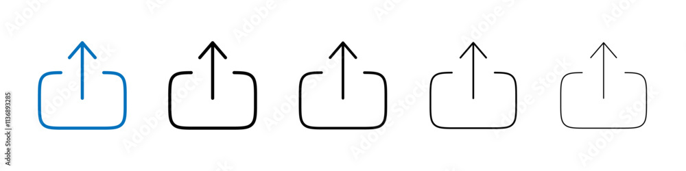 Aufkleber upload icon outline vector logo for web ui