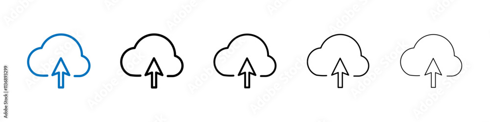 Aufkleber Upload to Cloud icon Outline vector logo for web ui