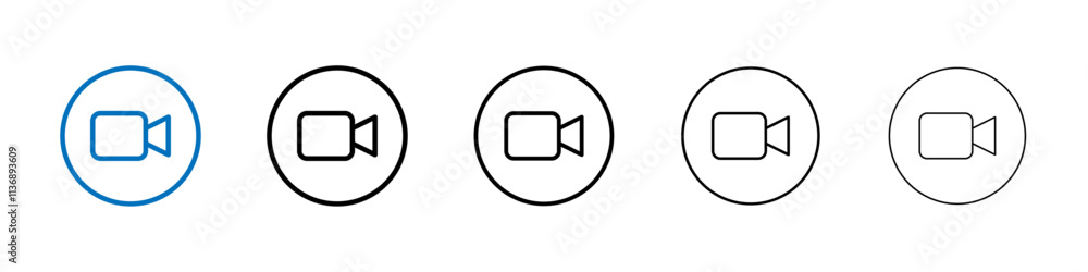 Poster video call icon outline vector logo for web ui