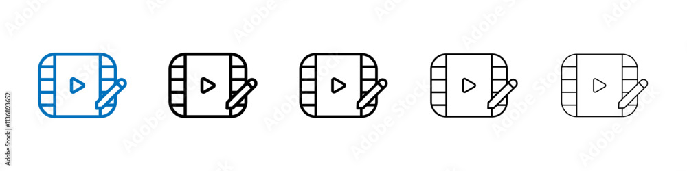 Poster video editing icon outline vector logo for web ui