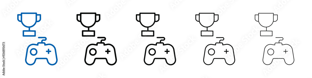 Poster video game contest icon outline vector logo for web ui