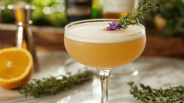 Bartender blending classic recipes with modern sustainable ingredients in a retro bar setting